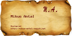 Mikus Antal névjegykártya